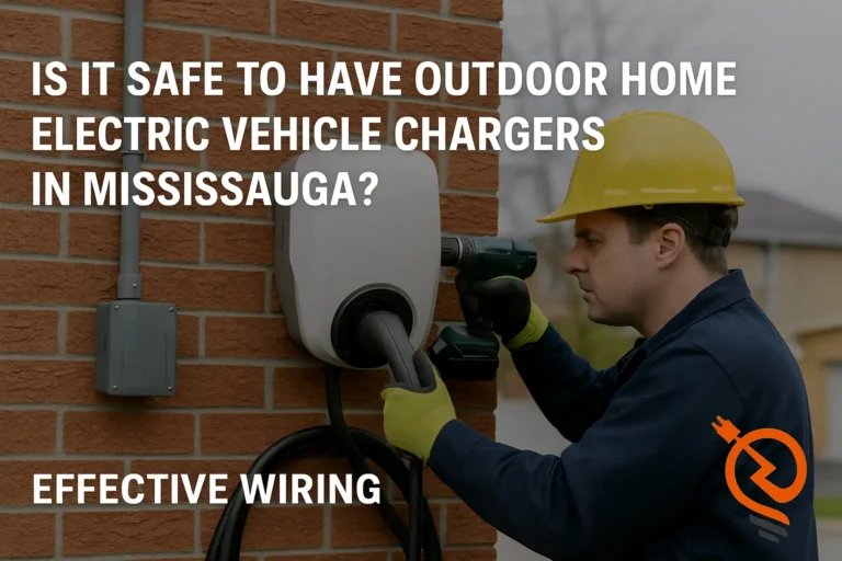 Electrician-installing-outdoor-EV-charger-in-Mississauga-driveway-1